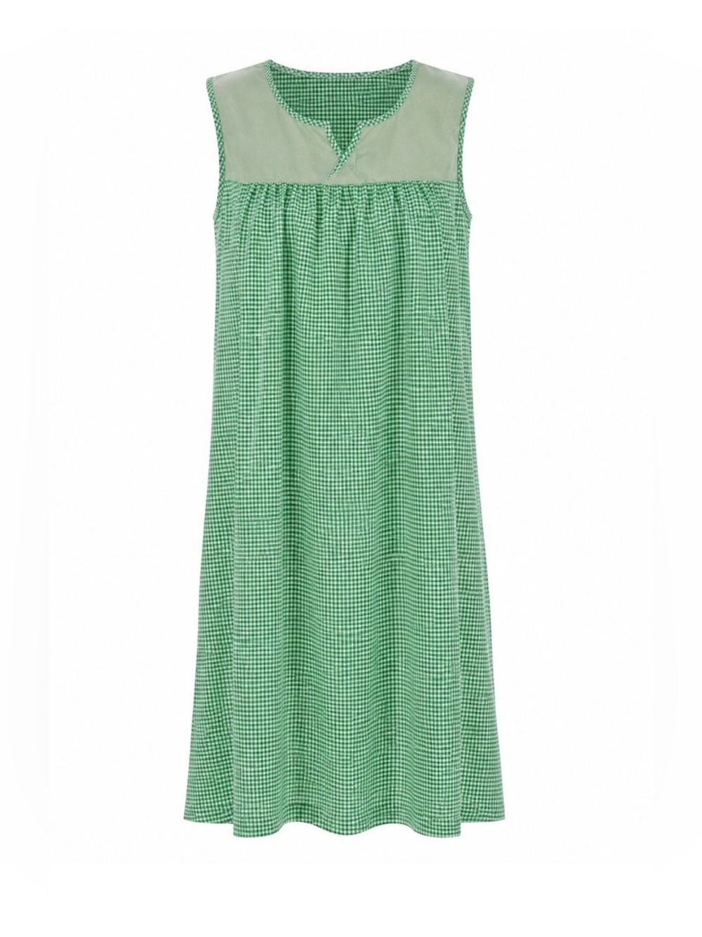 Moon Dance Mint Green Gingham Sleeveless Nightgown House Dress Size  L